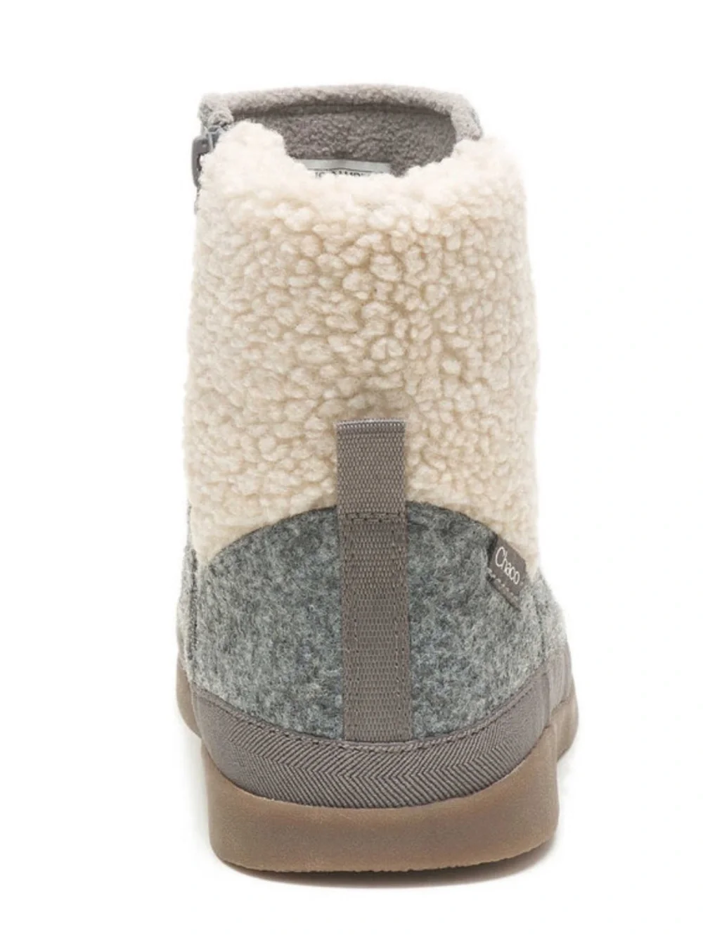 Chaco Revel Tall Women's Gray Boot with Cream Sherpa Cuff